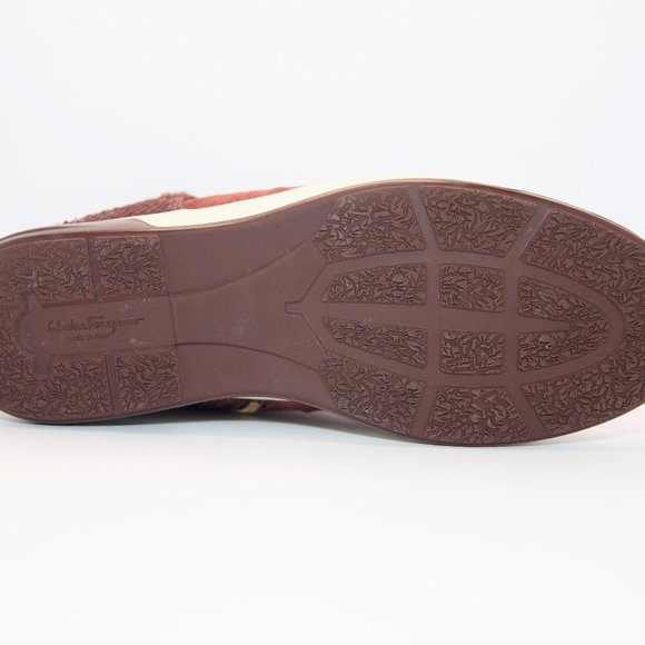 SALVATORE FERRAGAMO Size 9 Burgundy Leather Nayon Gancio High Top Sneakers - Picture 15 of 15